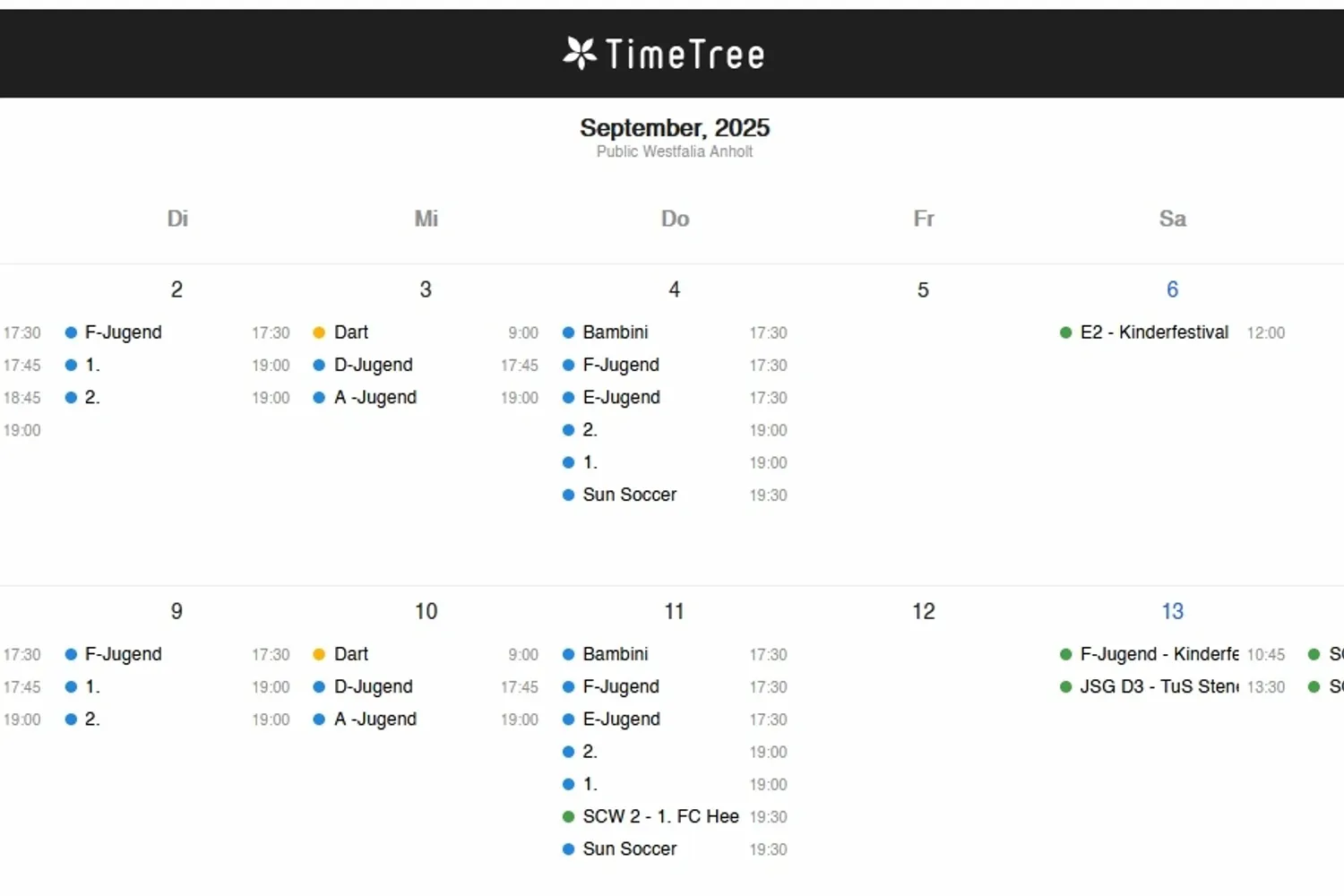 Neuer Platzkalender jetzt online